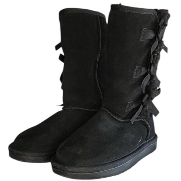 Girls Koolaburra By UGG Victoria Tall 1020171 Faux Fur Lined Boot Size 12 Black - Picture 2 of 6